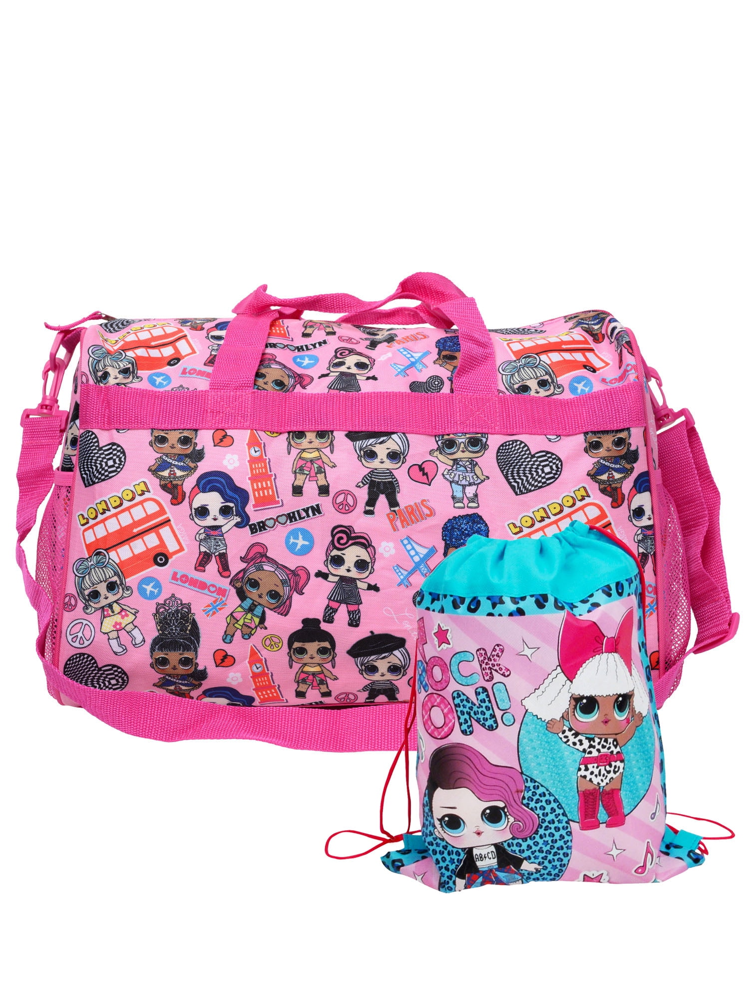 L.O.L. Surprise Brandclub LOL Duffel Bag w Drawstring Sling Bag Travel Carry On Dance Bag
