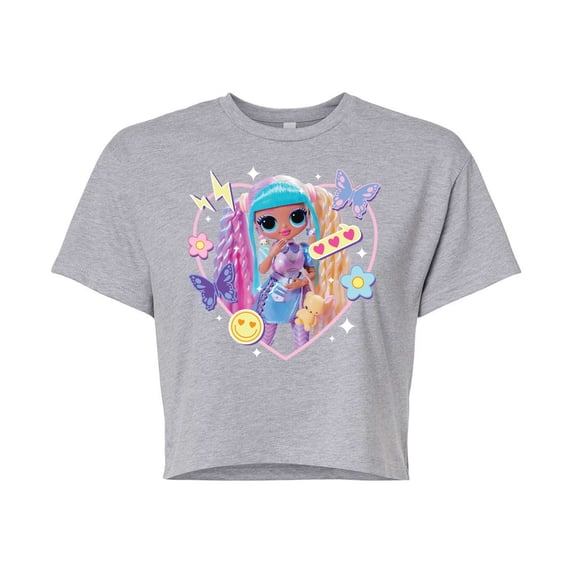 LOL OMG! Fashion Dolls - Candylicious, Butterflies, & Hearts - Juniors Cropped Cotton Blend T-Shirt