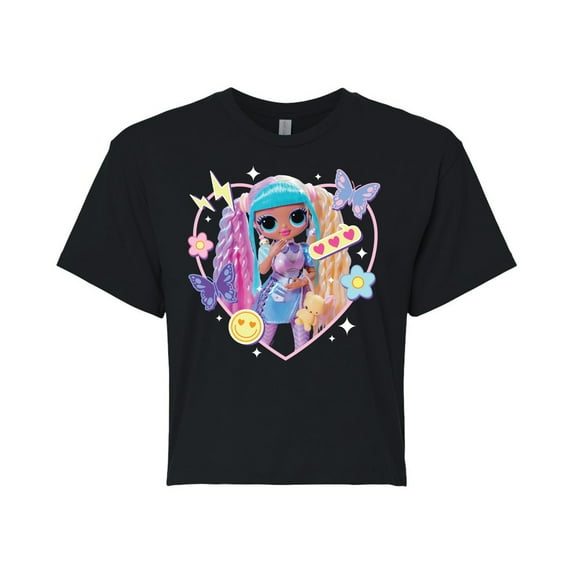 LOL OMG! Fashion Dolls - Candylicious, Butterflies, & Hearts - Juniors Cropped Cotton Blend T-Shirt