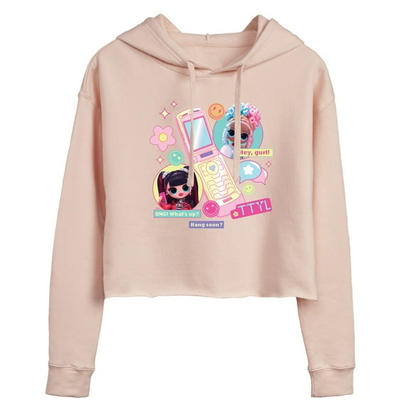 LOL OMG! Fashion Dolls - Cell Phone Chat Girls - Juniors Cropped Pullover Hoodie