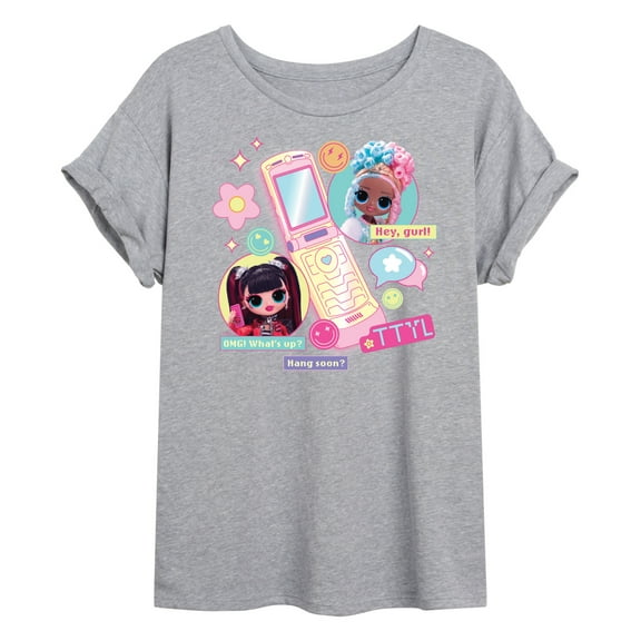 LOL OMG! Fashion Dolls - Cell Phone Chat Girls - Juniors Ideal Flowy Muscle T-Shirt