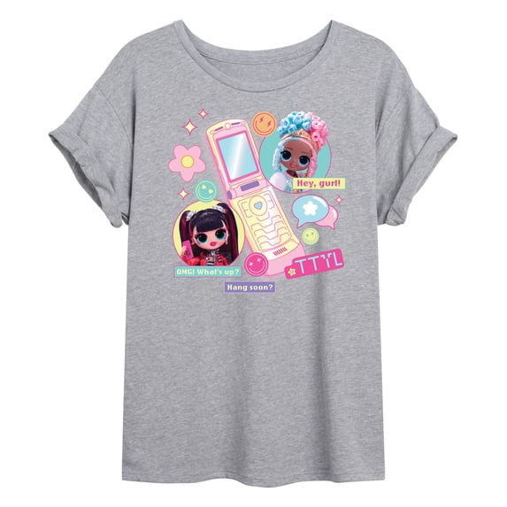 LOL OMG! Fashion Dolls - Cell Phone Chat Girls - Juniors Ideal Flowy Muscle T-Shirt