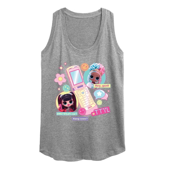 LOL OMG! Fashion Dolls - Cell Phone Chat Girls - Women's Racerback Tank Top