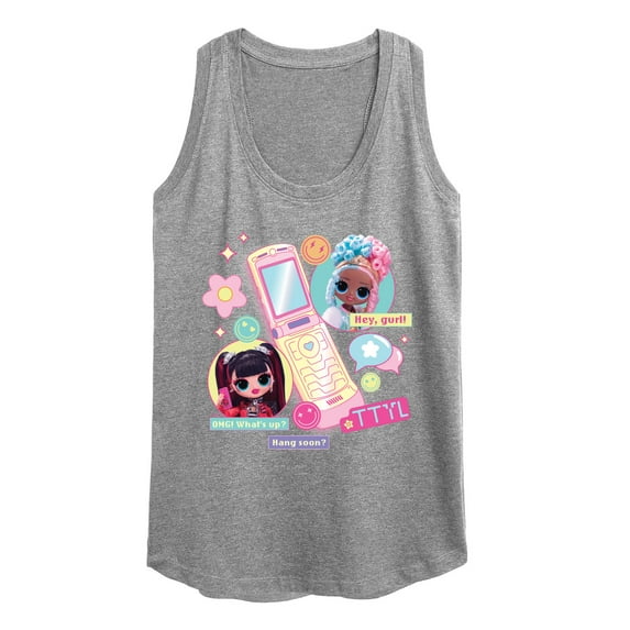 LOL OMG! Fashion Dolls - Cell Phone Chat Girls - Women's Racerback Tank Top