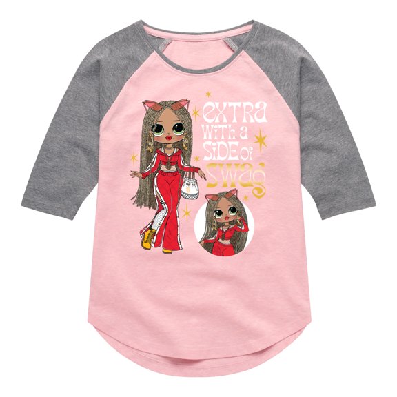 LOL OMG! Fashion Dolls - Extra w/ a Side of Swag - Toddler & Youth Girls Raglan Graphic T-Shirt