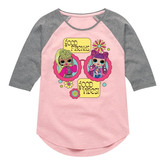 LOL OMG! Fashion Dolls - Good Friends, Good Vibes Besties - Toddler & Youth Girls Raglan Graphic T-Shirt