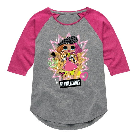 LOL OMG! Fashion Dolls - Neonlicious - Toddler & Youth Girls Raglan Graphic T-Shirt