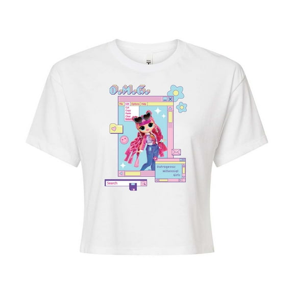 LOL OMG! Fashion Dolls - Outrageous Millennial Girls - Juniors Cropped Cotton Blend T-Shirt