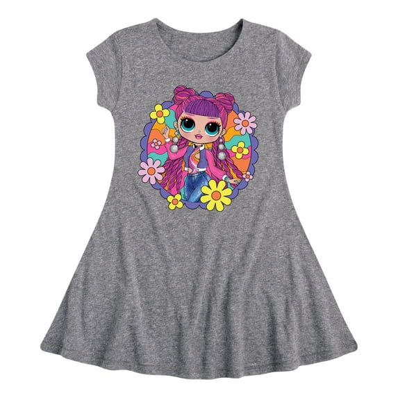 LOL OMG! Fashion Dolls - Skater Chick w/ Flowers - Toddler & Youth Girls Fit & Flare Dress