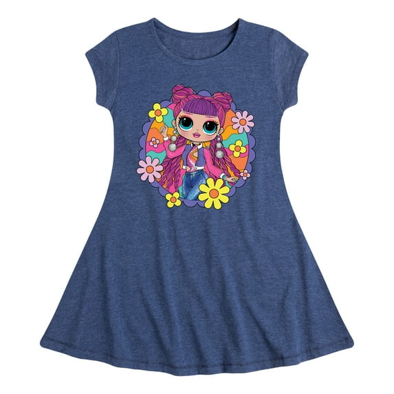 LOL OMG! Fashion Dolls - Skater Chick w/ Flowers - Toddler & Youth Girls Fit & Flare Dress