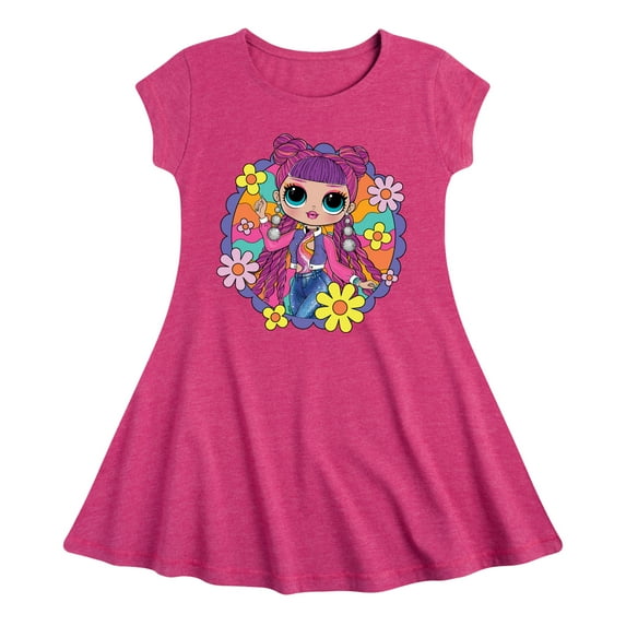 LOL OMG! Fashion Dolls - Skater Chick w/ Flowers - Toddler & Youth Girls Fit & Flare Dress