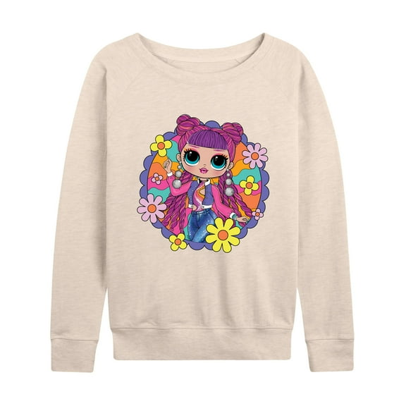 LOL OMG! Fashion Dolls - Skater Chick w/ Flowers - Women's Lightweight French Terry Long Sleeve Shirt