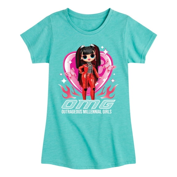 LOL OMG! Fashion Dolls - Spicy Babe - Hearts & Flames - Toddler & Youth Girls Short Sleeve Graphic T-Shirt
