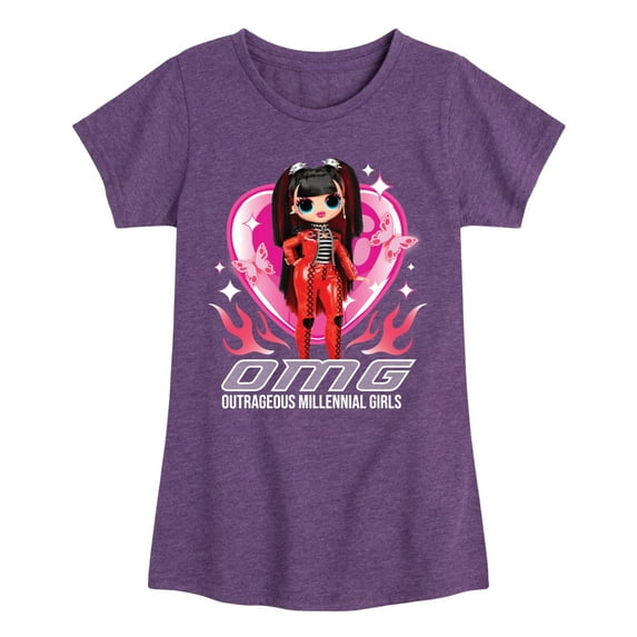 LOL OMG! Fashion Dolls - Spicy Babe - Hearts & Flames - Toddler & Youth Girls Short Sleeve Graphic T-Shirt