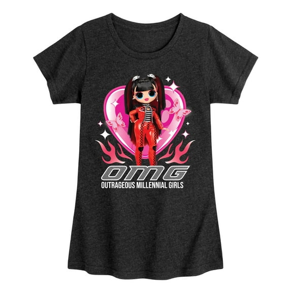 LOL OMG! Fashion Dolls - Spicy Babe - Hearts & Flames - Toddler & Youth Girls Short Sleeve Graphic T-Shirt