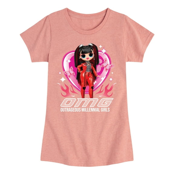 LOL OMG! Fashion Dolls - Spicy Babe - Hearts & Flames - Toddler & Youth Girls Short Sleeve Graphic T-Shirt