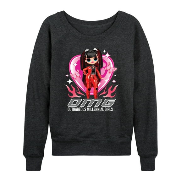 LOL OMG! Fashion Dolls - Spicy Babe - Hearts & Flames - Women's Lightweight French Terry Long Sleeve Shirt
