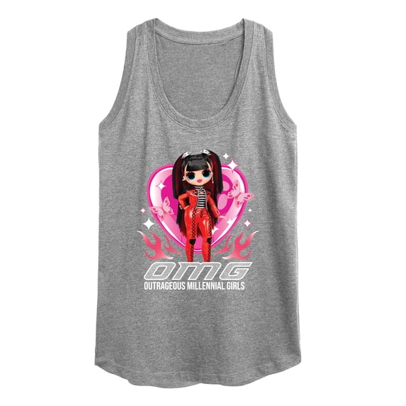 LOL OMG! Fashion Dolls - Spicy Babe - Hearts & Flames - Women's Racerback Tank Top