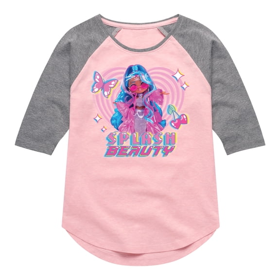 LOL OMG! Fashion Dolls - Splash Beauty w/ Butterflies & Hearts - Toddler & Youth Girls Raglan Graphic T-Shirt