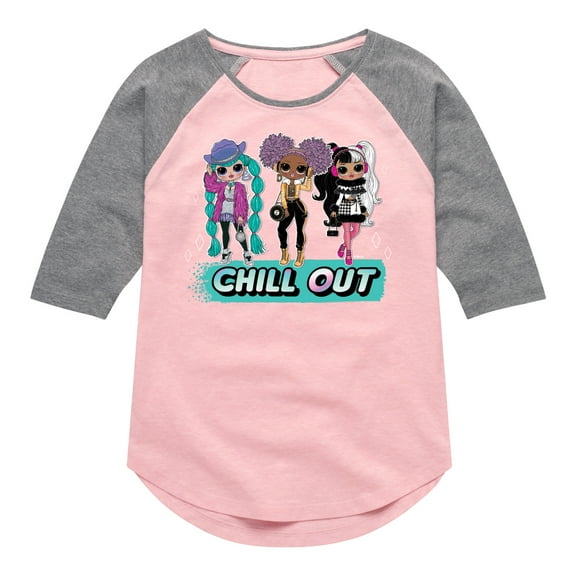 LOL OMG - Winter Dolls - Chill Out - Toddler & Youth Girls Raglan Graphic T-Shirt