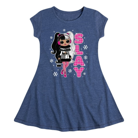 LOL OMG - Winter Dolls - Slay All Day - Toddler & Youth Girls Fit & Flare Dress