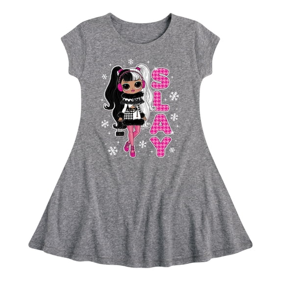 LOL OMG - Winter Dolls - Slay All Day - Toddler & Youth Girls Fit & Flare Dress