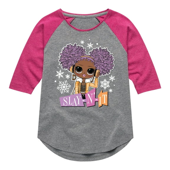 LOL OMG - Winter Dolls - Slay N' It - Toddler & Youth Girls Raglan Graphic T-Shirt