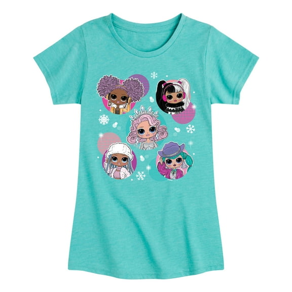 LOL OMG - Winter Dolls - Snow Princesses Circles - Toddler & Youth Girls Short Sleeve Graphic T-Shirt