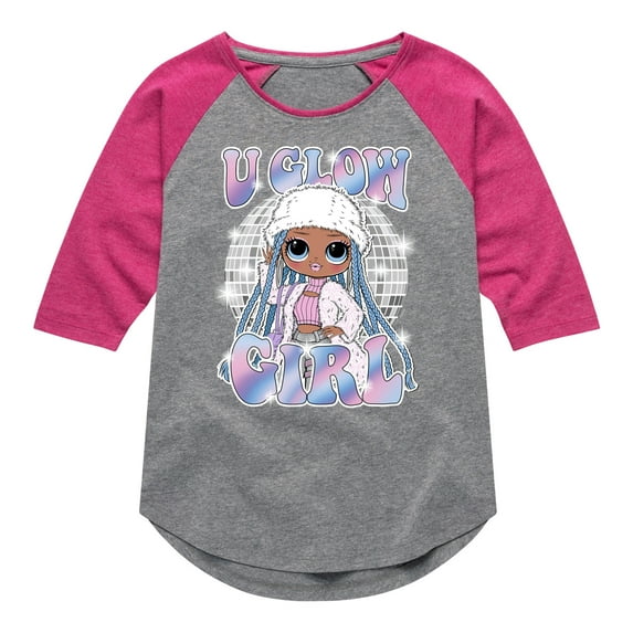 LOL OMG - Winter Dolls - U Glow Girl Disco - Toddler & Youth Girls Raglan Graphic T-Shirt
