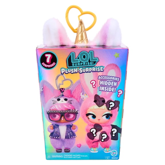 LOL Surprise Plush Surprise Blind Plush Toy  Hidden Fashions & 7 Surprises Inside, Collectible On-the-Go Doll, Random Style, 6 Styles to Collect, Ages 4+