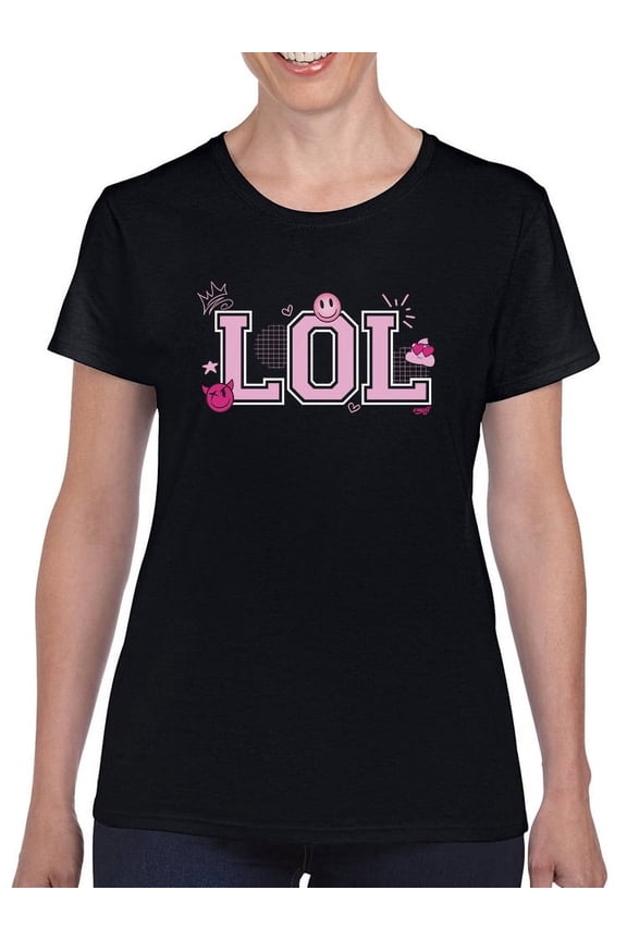 LOL Smiley Emoji Crown Pink Design Women's T-shirt