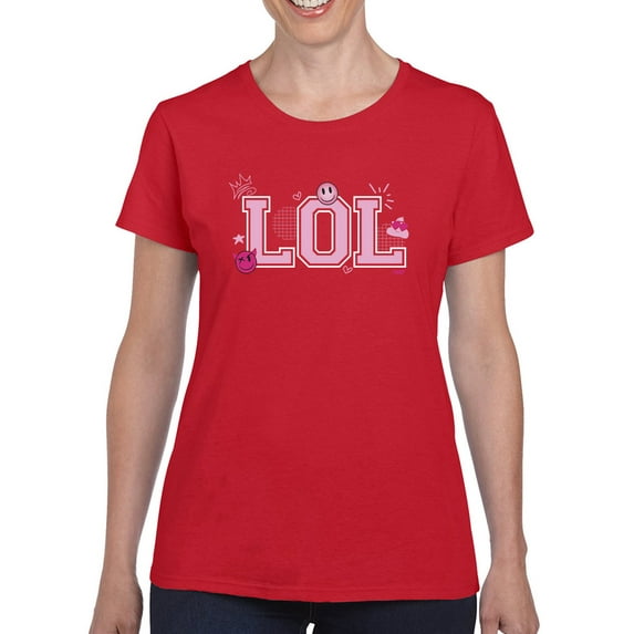 LOL Smiley Emoji Crown Pink Design Women's T-shirt