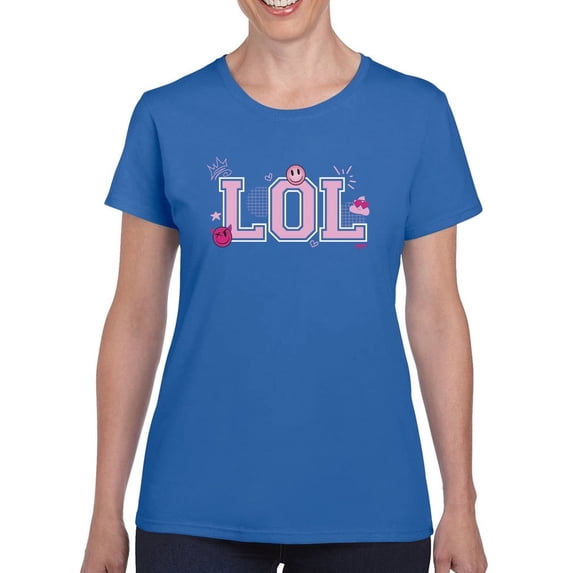 LOL Smiley Emoji Crown Pink Design Women's T-shirt