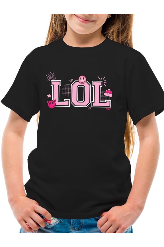 LOL Smiley Emoji Crown Pink Design Youth's T-shirt