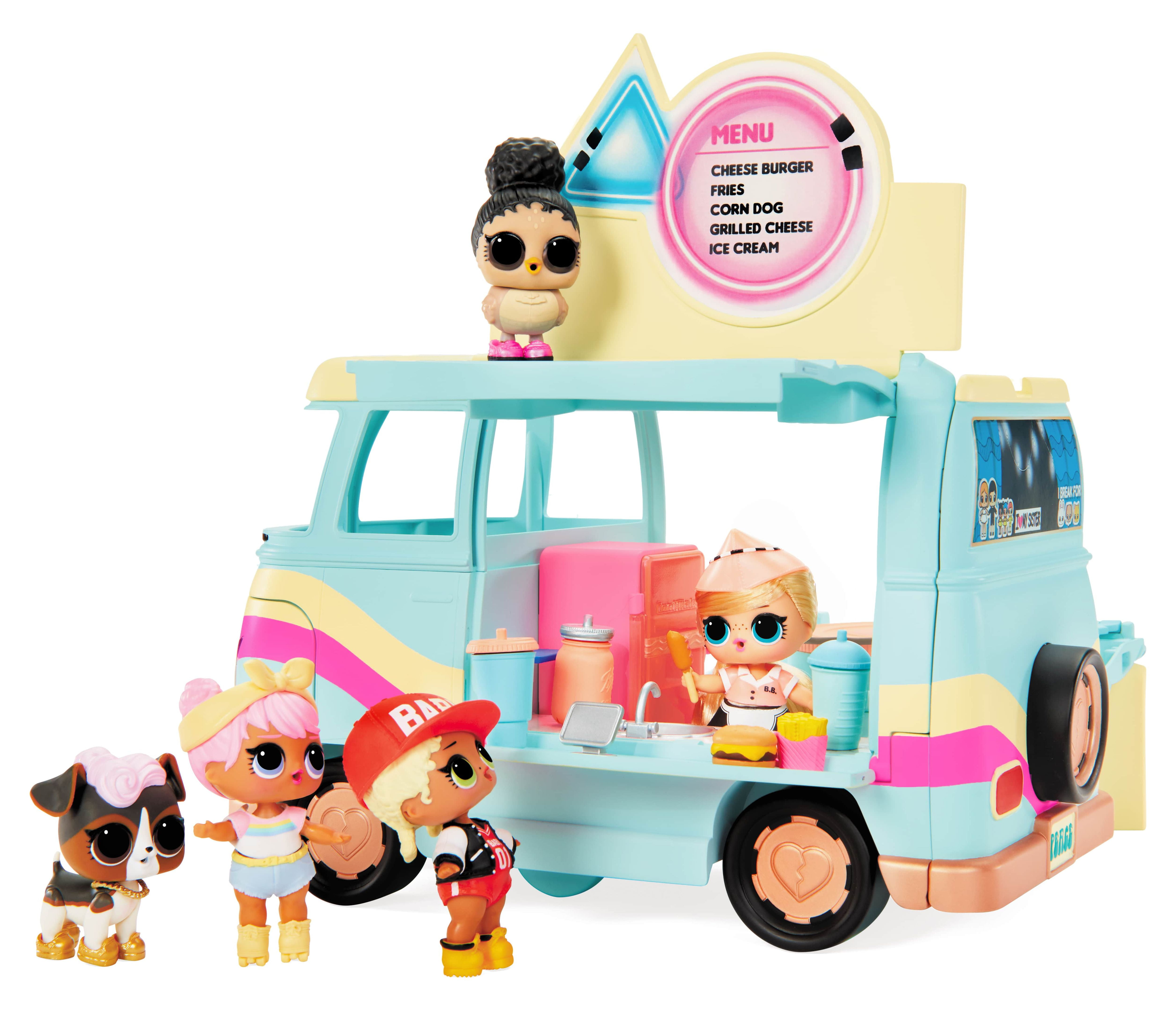 LOL Surprise! OMG Glam N' Go Camper Playset with 50+ Surprises and 360°  Play, Fully Furnished with Pool, Water Slide, Bunk Beds, Vanity, BBQ Grill,  DJ