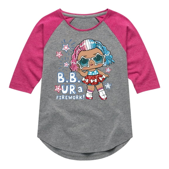 LOL Surprise! Americana - 4th of July - B.B. Ur A Firework - Toddler & Youth Girls Raglan Graphic T-Shirt