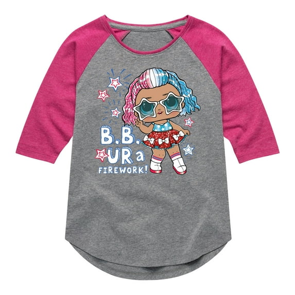 LOL Surprise! Americana - 4th of July - B.B. Ur A Firework - Toddler & Youth Girls Raglan Graphic T-Shirt