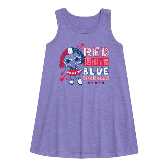 LOL Surprise! Americana - 4th of July - Red, White, & Blue Sparkles - Toddler & Youth Girls A-line Dress