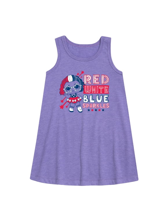 LOL Surprise! Americana - 4th of July - Red, White, & Blue Sparkles - Toddler & Youth Girls A-line Dress