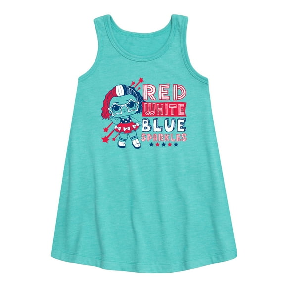 LOL Surprise! Americana - 4th of July - Red, White, & Blue Sparkles - Toddler & Youth Girls A-line Dress