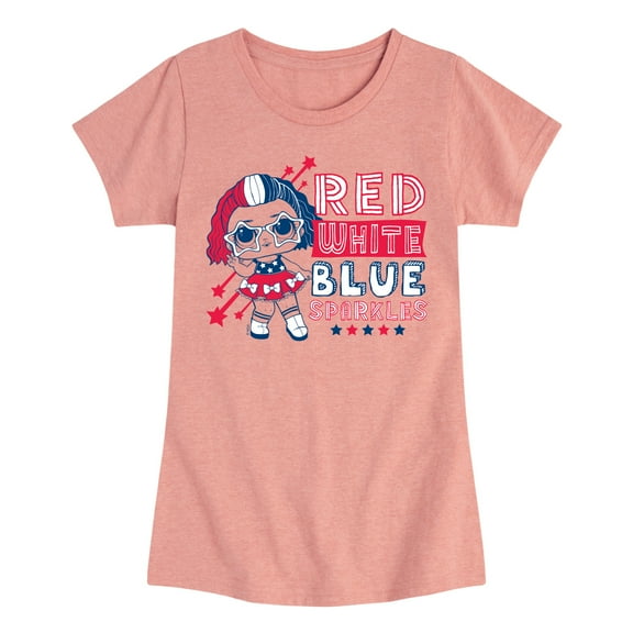 LOL Surprise! Americana - 4th of July - Red, White, & Blue Sparkles - Toddler & Youth Girls Short Sleeve Graphic T-Shirt