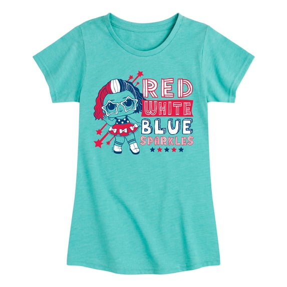 LOL Surprise! Americana - 4th of July - Red, White, & Blue Sparkles - Toddler & Youth Girls Short Sleeve Graphic T-Shirt