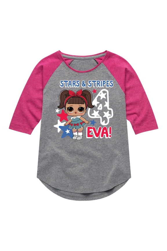 LOL Surprise! Americana - 4th of July - Stars & Stripes 4 Eva - Toddler & Youth Girls Raglan Graphic T-Shirt