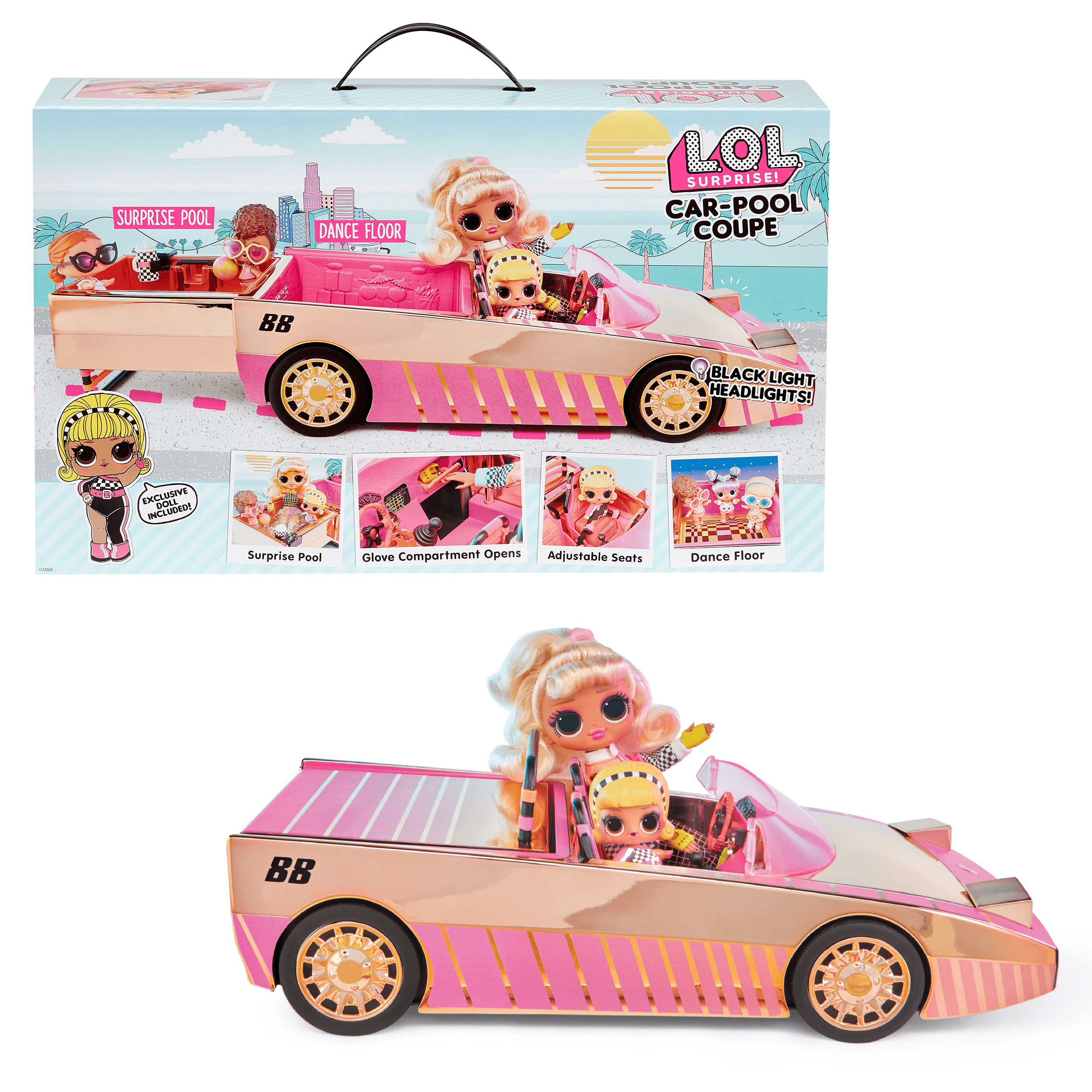 LOL Surprise Car-Pool Coupe with Exclusive Doll, Surprise Pool & Dance Floor, Great Gift for Kids Ages 4 5 6+ - image 1 of 8
