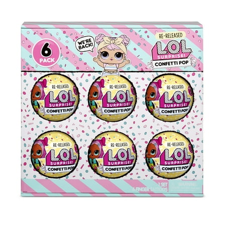 LOL Surprise Confetti Pop 6 Pack Dawn – 6 Re-released Dolls Each With 9 Surprises