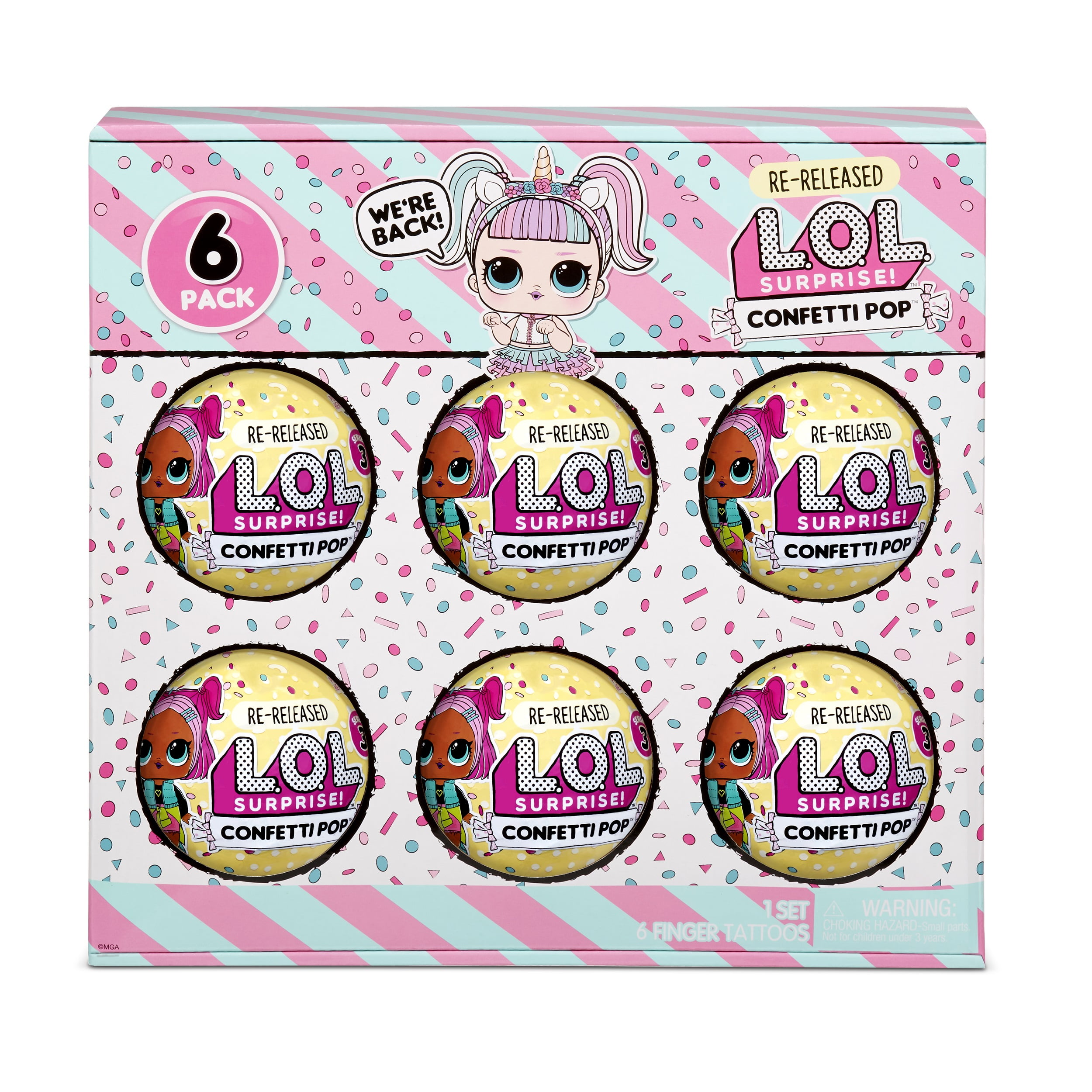 LOL Surprise Confetti Pop 6 Pack Unicorn 6 Re released Dolls Each With 9 Surprises Great Gift for Kids Ages 4 5 6 Walmart