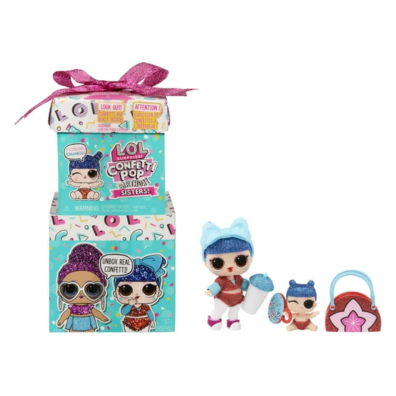 LOL Surprise! Confetti Pop Birthday Sisters, Collectible Limited Edition Doll, Lil Sister, 10 Surprises, Confetti Unboxing, Accessories, Present Box Girls Toy Gift