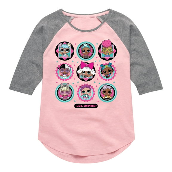LOL Surprise! Dolls - All Dolls Together - Toddler & Youth Girls Raglan Graphic T-Shirt