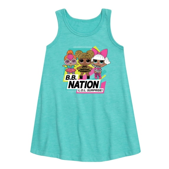 LOL Surprise! Dolls - B.B. Nation - Queen Bee, Neon QT, & Deva - Toddler & Youth Girls A-line Dress