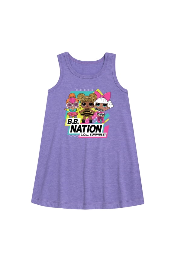 LOL Surprise! Dolls - B.B. Nation - Queen Bee, Neon QT, & Deva - Toddler & Youth Girls A-line Dress